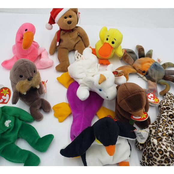 Ty Beanie Baby Lot 11 Patti Claude Quackers Teddy Waddle Erin Seaweed - Picture 1 of 15